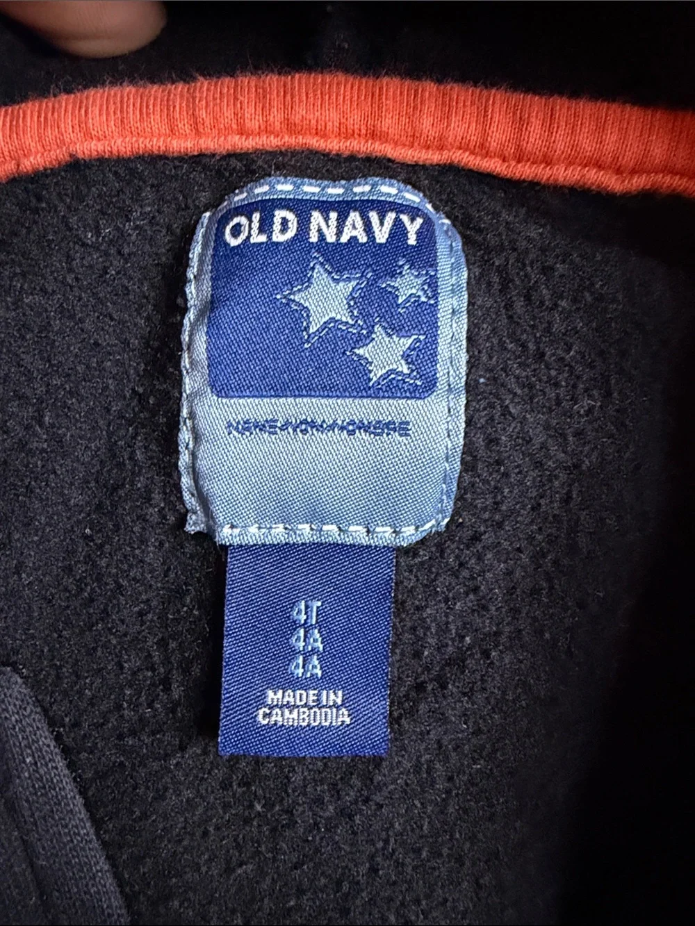 Old Navy Black Kids Hoodie with Coral Trim